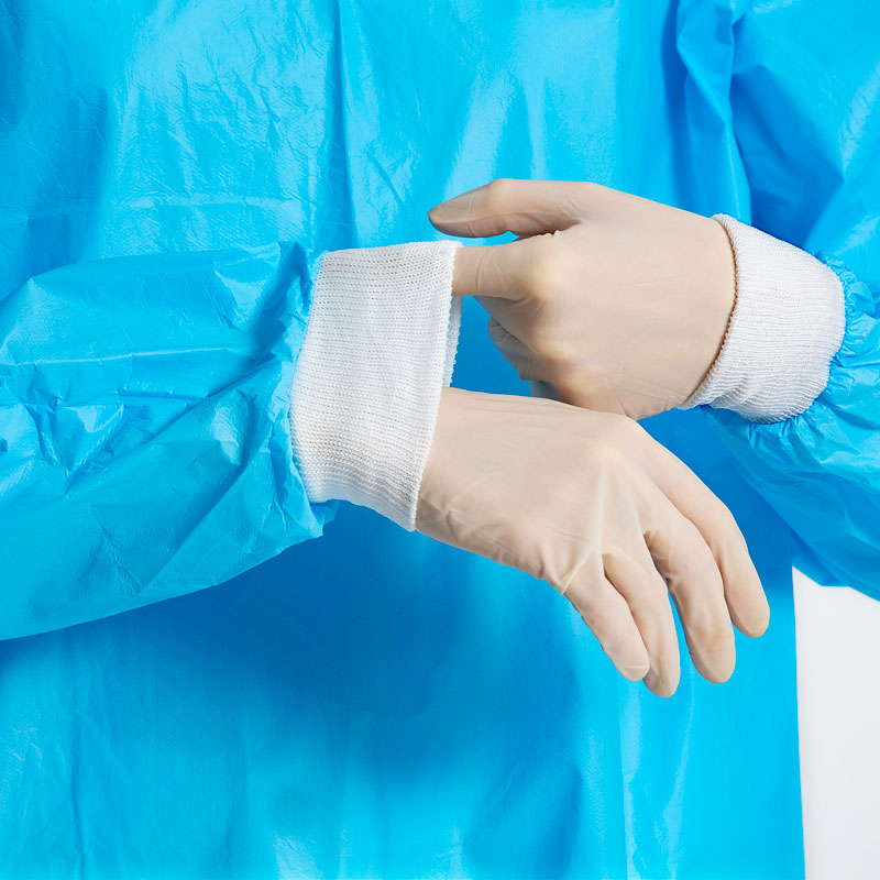 NON STERILE ISOLATION GOWN- AAMI LEVEL 3 BLUE (STERILE/NON STERILE) SG1389-B Ribanned Manshet