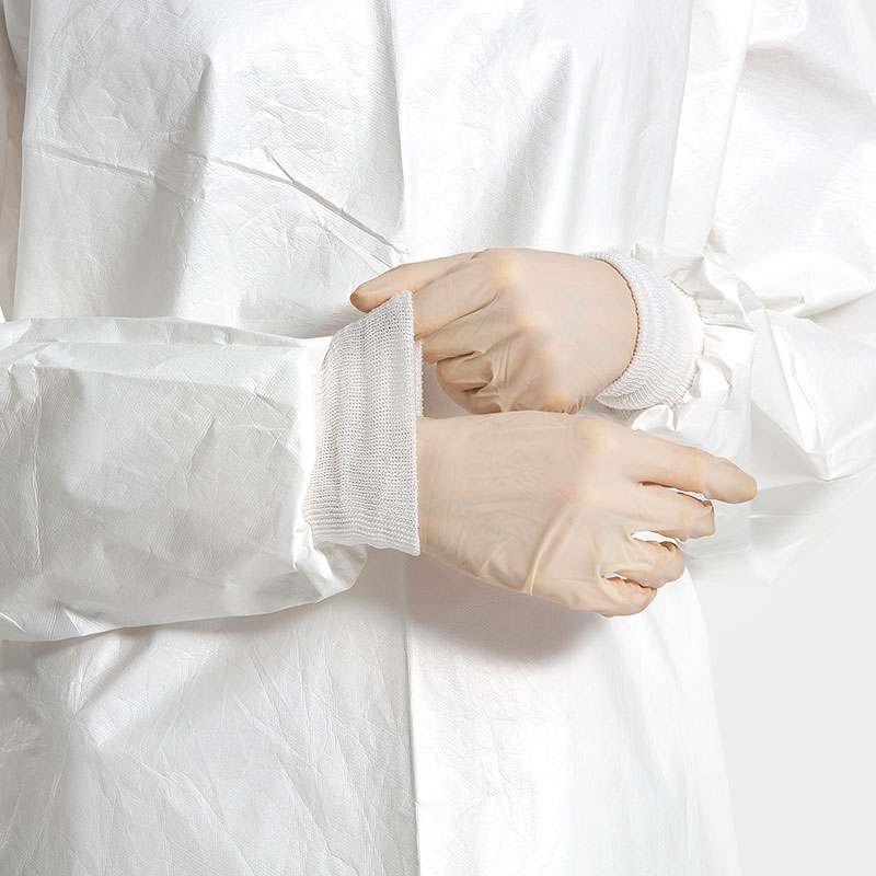 NON STERILE ISOLATION GOWN - AAMI LEVEL 4 WHITE (STERILE/NON STERILE) SG1448 Ribanned Manshet